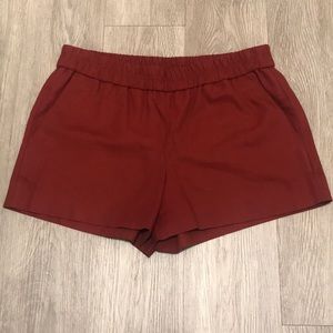 Jcrew linen/cotton red shorts with elastic waistband, pockets